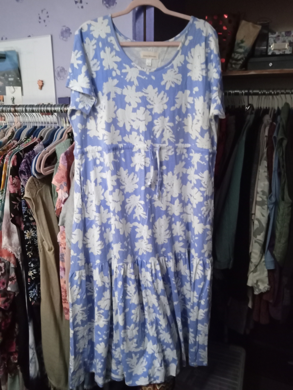 Stan Herman Blue Floral Maxi Dress